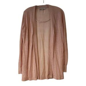 Loft Long Sheer Light Pink Open Front Cardigan - Medium